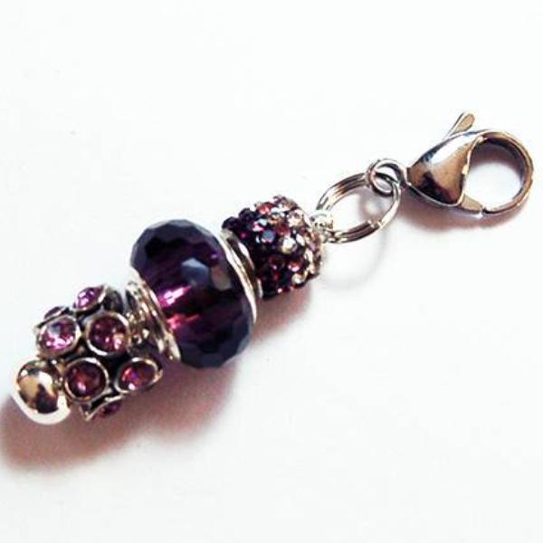 Rhinestone Bead Zipper Pull in Purple - Kelly's Handmade