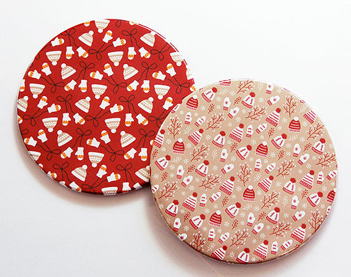 Christmas Coasters in Red & Tan Set 1 - Kelly's Handmade
