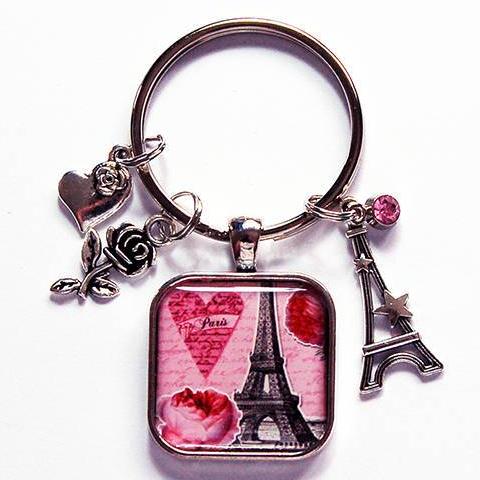 Paris Rose Keychain in Pink - Kelly's Handmade