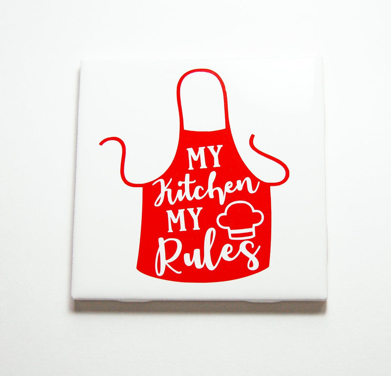 My Kitchen My Rules Sign In Red - Kelly's Handmade