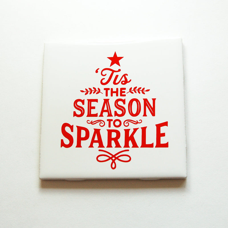 Tis The Season To Sparkle Christmas Sign in Red - Kelly's Handmade