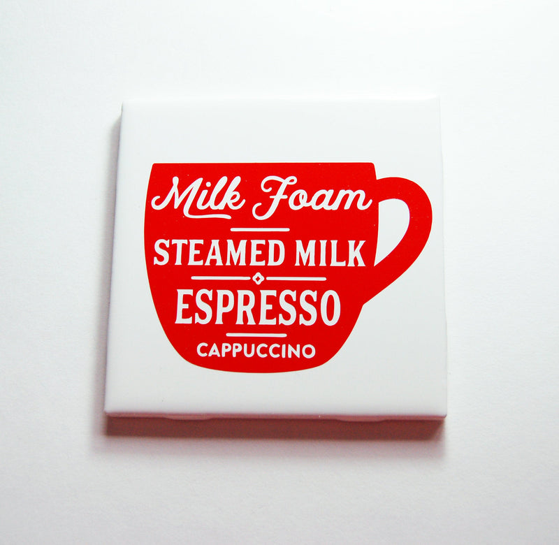 Milk Foam Steamed Milk Espresso Cappuccino Coffee Sign In Red - Kelly's Handmade
