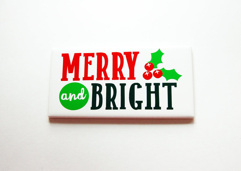 Merry and Bright Christmas Sign In Red Green & Black - Kelly's Handmade