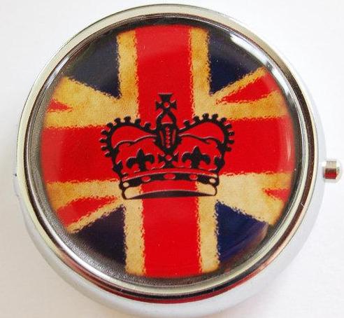 Crown Union Jack Round Pill Case - Kelly's Handmade