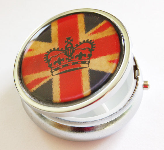 Crown Union Jack Round Pill Case - Kelly's Handmade