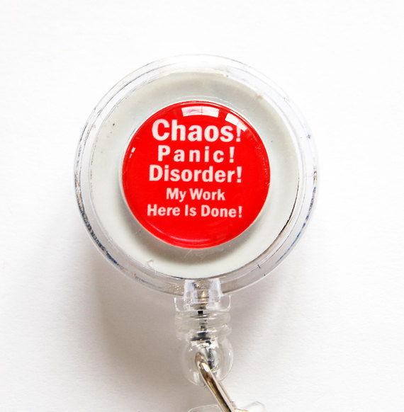 Chaos! Panic! ID Badge Reel - Kelly's Handmade