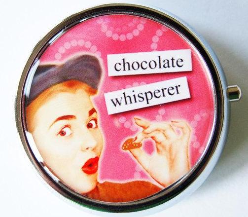 Chocolate Whisperer Round Pill Case in Pink - Kelly's Handmade