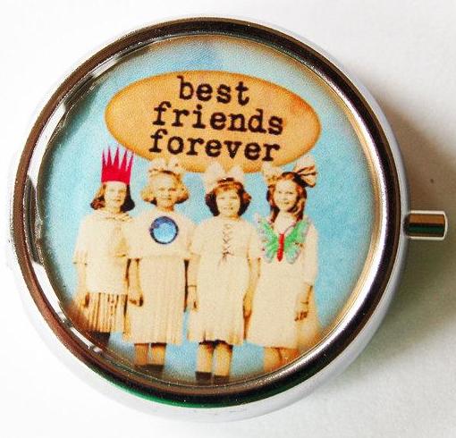 Best Friends Forever Round Pill Case - Kelly's Handmade