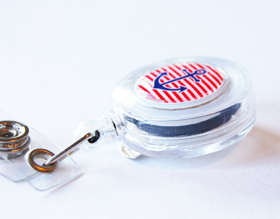 Anchor ID Badge Reel in Red White & Blue - Kelly's Handmade