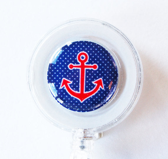 Anchor ID Badge Reel in Blue Red & White - Kelly's Handmade