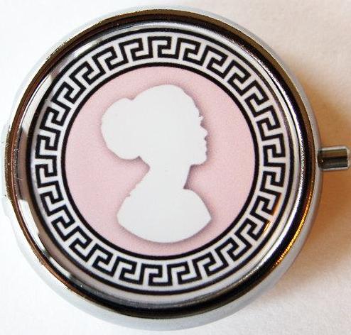 Cameo Round Pill Case in Pink - Kelly's Handmade