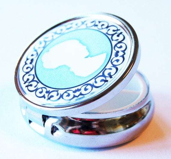 Cameo Something Blue Round Pill Case in Blue - Kelly's Handmade