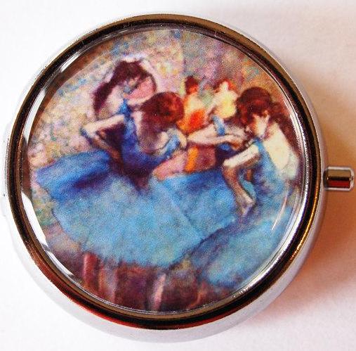 Degas Ballerinas in Blue Round Pill Case - Kelly's Handmade