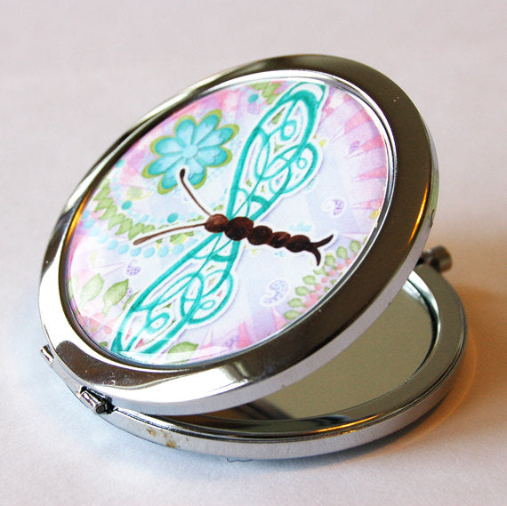 Dragonfly Compact Mirror in Pastel Colors - Kelly's Handmade