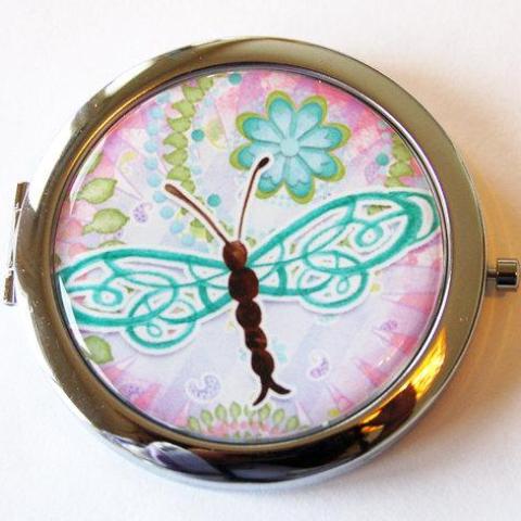 Dragonfly Compact Mirror in Pastel Colors - Kelly's Handmade