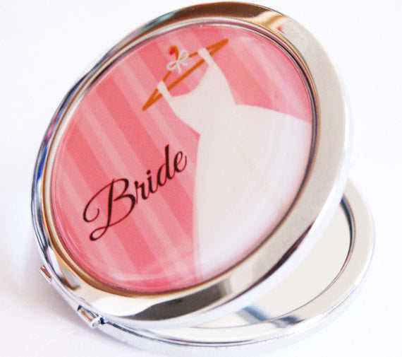 Bride Personalized Compact Mirror in Pink - Kelly's Handmade