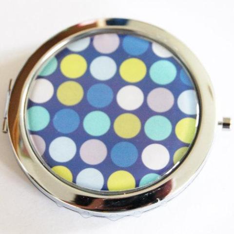 Polka Dot Compact Mirror in Blue Multi - Kelly's Handmade