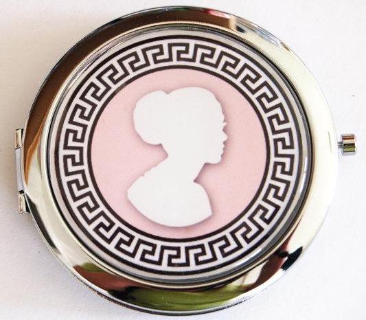 Cameo Compact Mirror in Pink - Kelly's Handmade