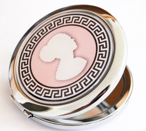 Cameo Compact Mirror in Pink - Kelly's Handmade