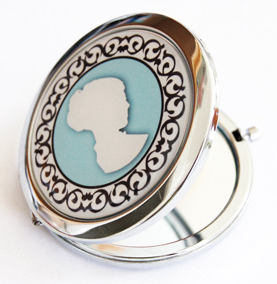 Cameo Compact Mirror in Blue - Kelly's Handmade