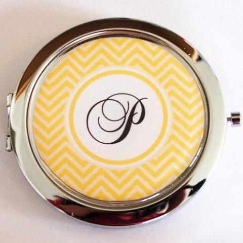 Chevron Monogram Compact Mirror Available in 6 Colors - Kelly's Handmade