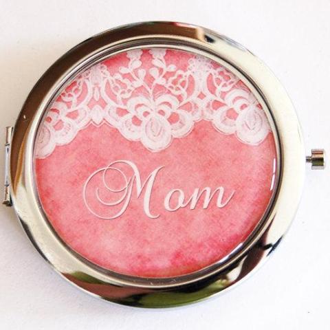 Damask Lace Compact Mirror in Pink - Kelly's Handmade