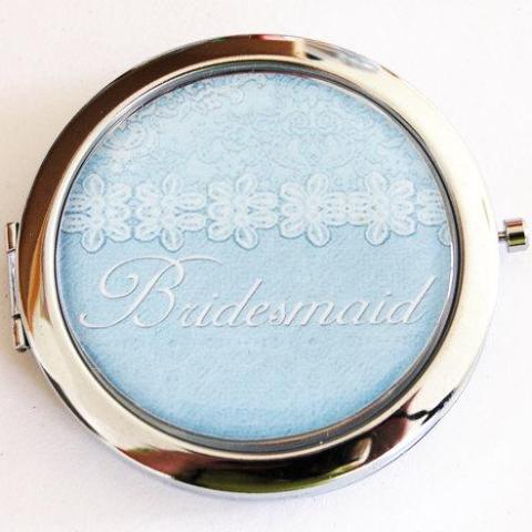 Bridesmaid Personalized Compact Mirror in Blue - Kelly's Handmade