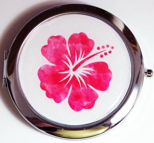 Hibiscus Hawaii Compact Mirror in Pink - Kelly's Handmade