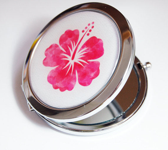 Hibiscus Hawaii Compact Mirror in Pink - Kelly's Handmade