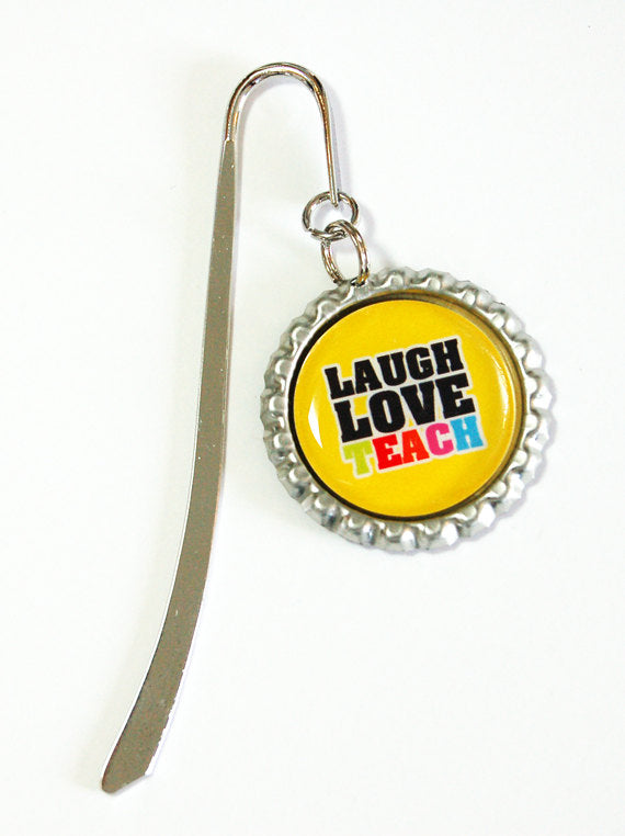 Laugh Love Teach Teacher Bookmark in Yellow - Kelly's Handmade