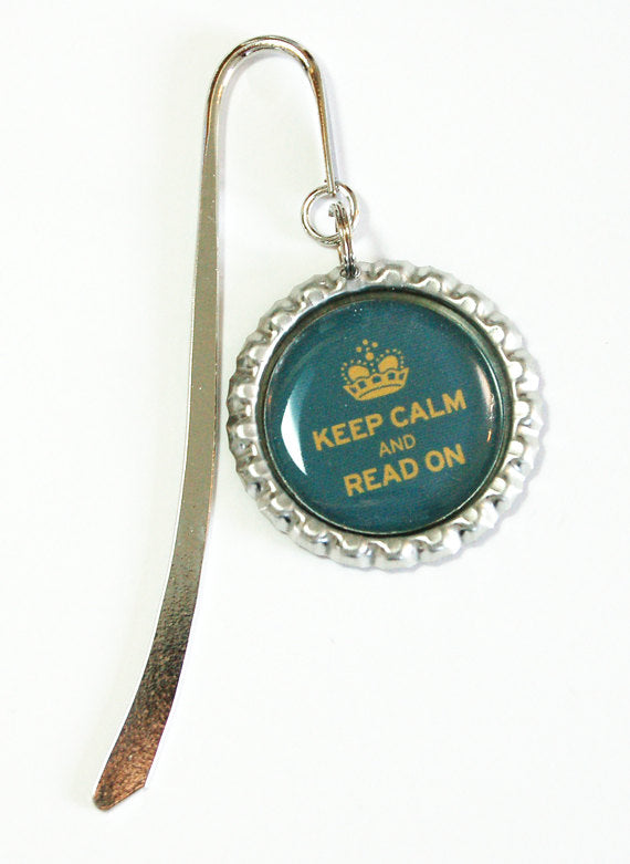 Keep Calm Read On Bookmark in Teal - Kelly's Handmade