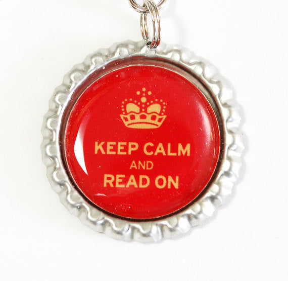 Keep Calm Read On Bookmark on Red - Kelly's Handmade
