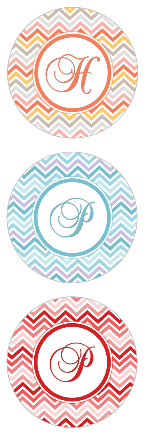 Chevron Monogram Compact Mirror Available in 3 Color Combos - Kelly's Handmade