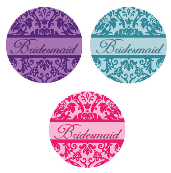 Bridesmaid Damask Personalized Compact Mirror - 3 Colors Available - Kelly's Handmade
