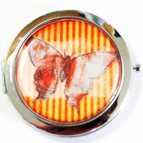 Butterfly Compact Mirror in Orange - Kelly's Handmade