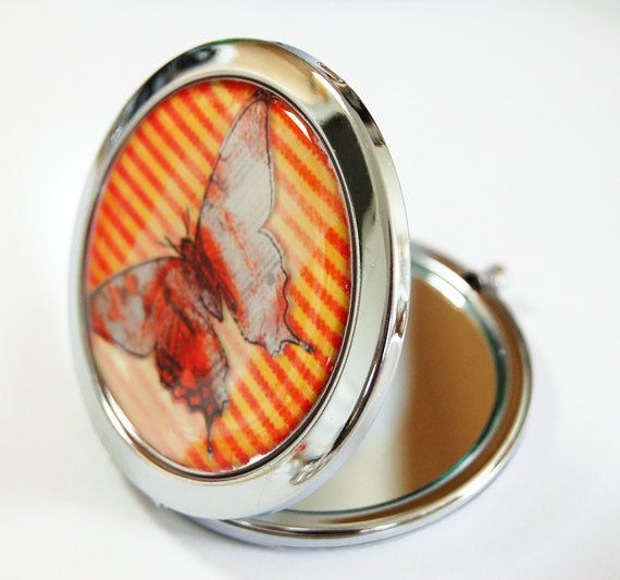 Butterfly Compact Mirror in Orange - Kelly's Handmade