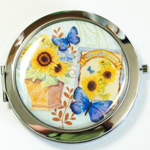 Sunflower & Butterfly Compact Mirror - Kelly's Handmade