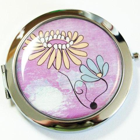 Flower Compact Mirror in Purple & Yellow - Kelly's Handmade