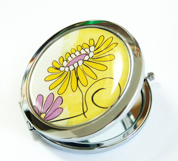 Flower Compact Mirror in Yellow & Purple - Kelly's Handmade
