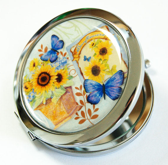 Sunflower & Butterfly Compact Mirror - Kelly's Handmade