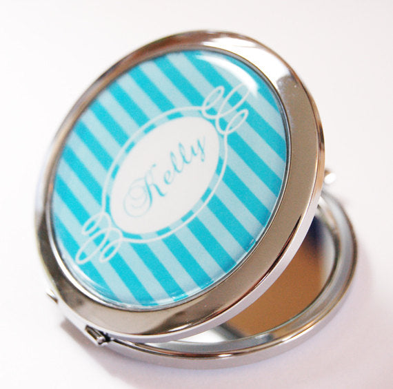 Striped Personalized Compact Mirror Available in 4 Colors - Kelly's Handmade