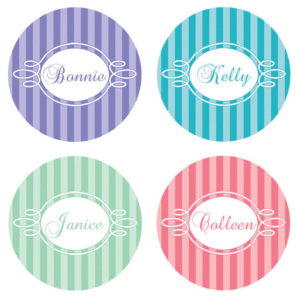 Striped Personalized Compact Mirror Available in 4 Colors - Kelly's Handmade