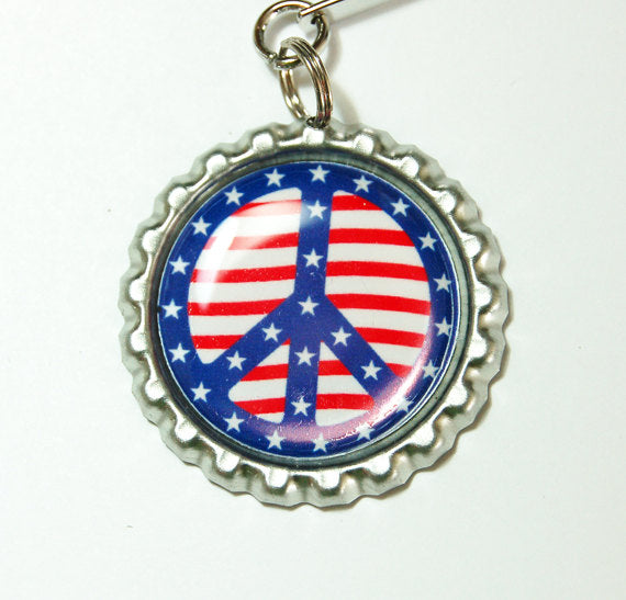 Stars and Stripes Peace Sign Bookmark - Kelly's Handmade