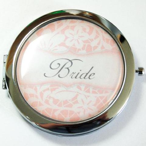Floral Personalized Compact Mirror in Pink & White - Kelly's Handmade