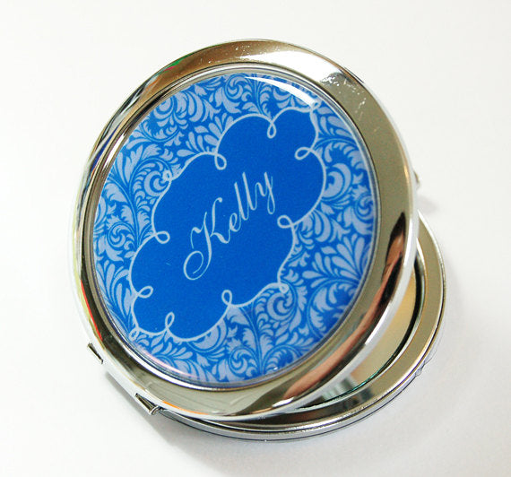 Damask Personalized Compact Mirror Available in 9 Colors - Kelly's Handmade