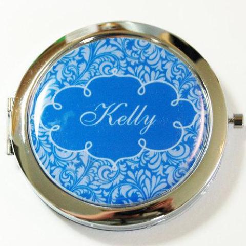 Damask Personalized Compact Mirror Available in 9 Colors - Kelly's Handmade
