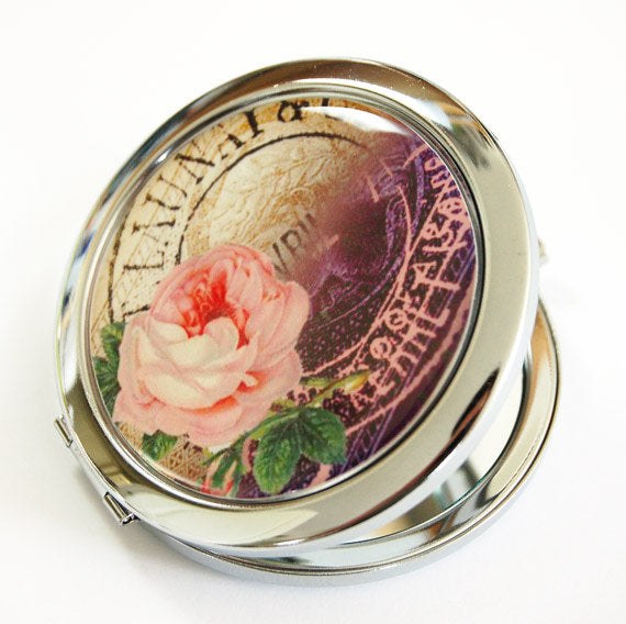Rose Compact Mirror in Pink & Purple - Kelly's Handmade