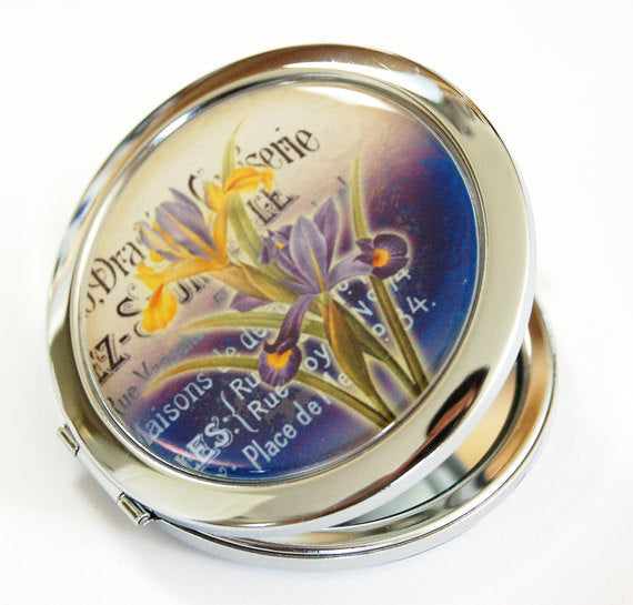 Iris Floral Compact Mirror - Kelly's Handmade