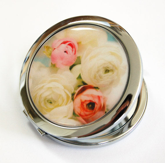 Peony Flowers Compact Mirror - Kelly's Handmade