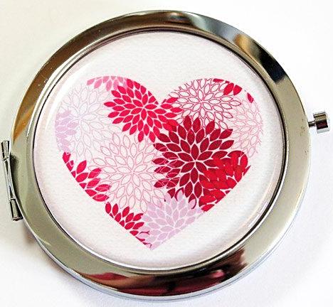 Flower Heart Compact Mirror - Kelly's Handmade